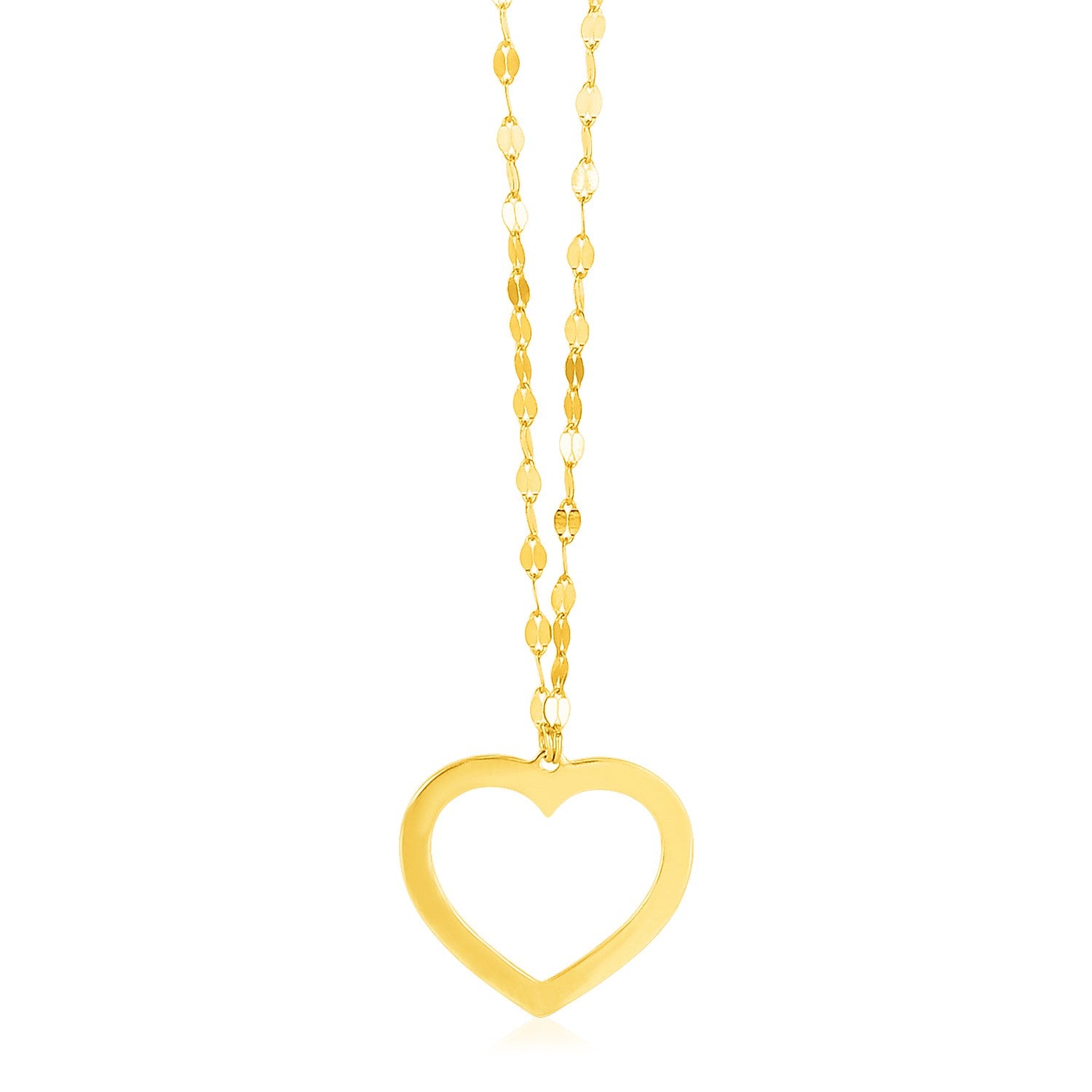 14k Yellow Gold Necklace with Reversible Heart Pendant in a sleek high-contrast midnight luxury editorial style